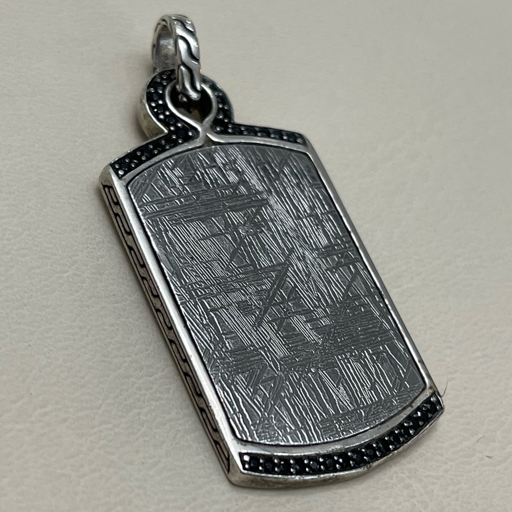 John Hardy Dog Tag Reversible Black Sapphire Dog Sterling Silver